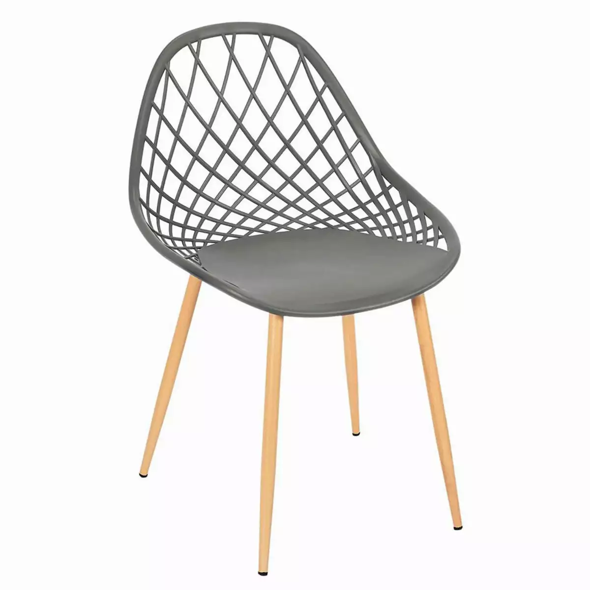 Lot de 4 chaises de jardin en plastique grise - Malaga