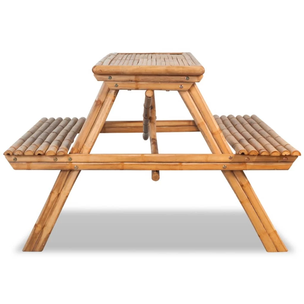 vidaXL Table de pique-nique 120 x 120 x 78 cm Bambou