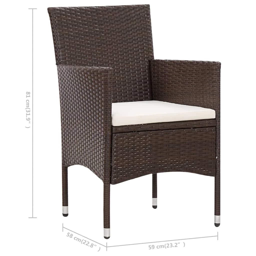 Salon de jardin 4 pcs avec coussins Résine tressée Marron