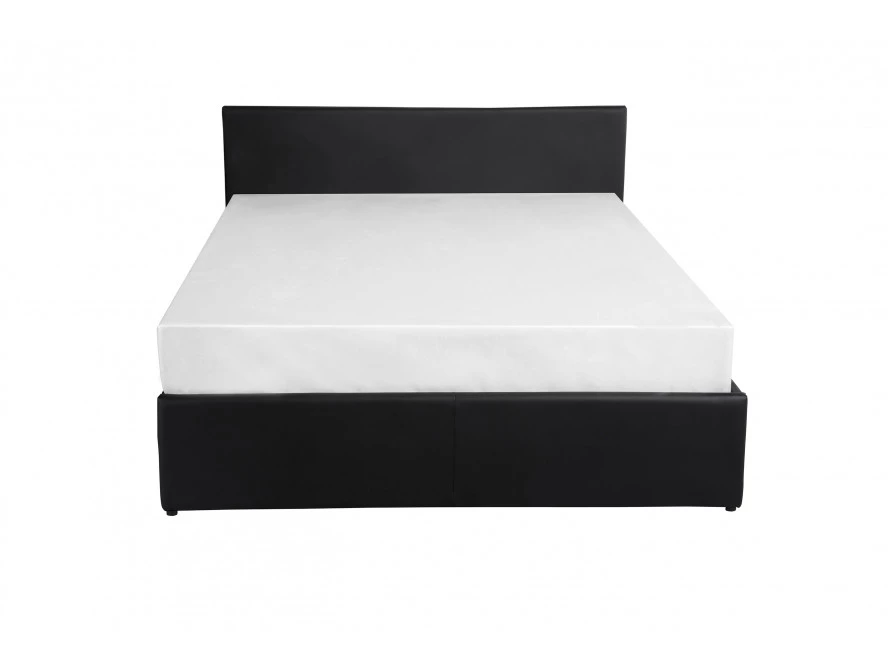 Cadre de lit avec coffre de rangement et tête de lit en simili - Noir - 140x190cm