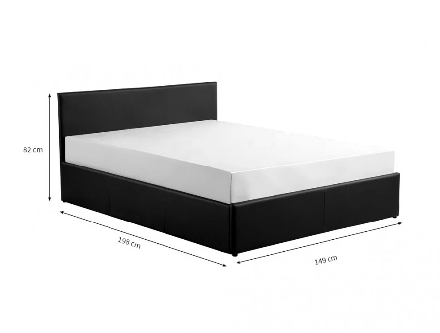 Cadre de lit avec coffre de rangement et tête de lit en simili - Noir - 140x190cm