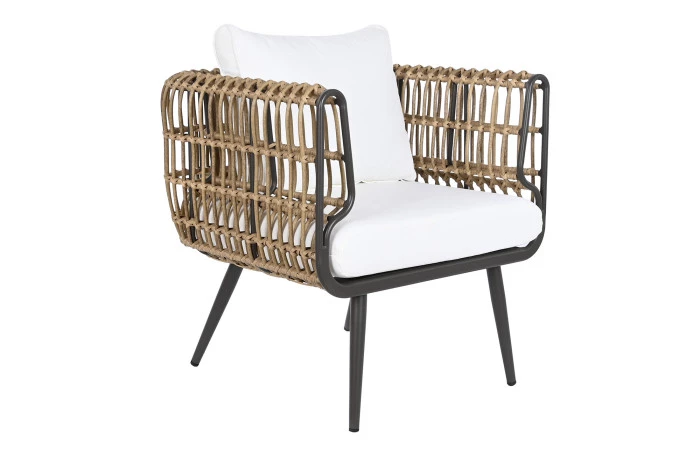 CANAPÉ SET 4 ROTIN SYNTHÉTIQUE ALUMINIUM 144X67X74
