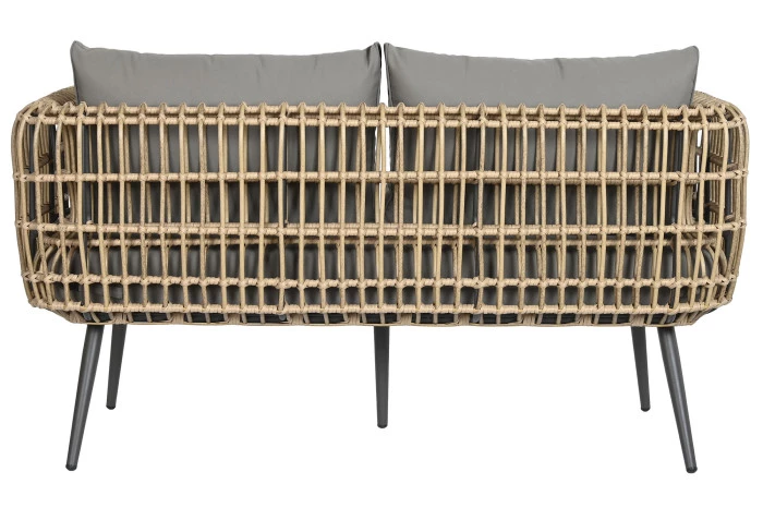 CANAPÉ SET 4 ROTIN SYNTHÉTIQUE GRIS ALUMINIUM 144X67X74