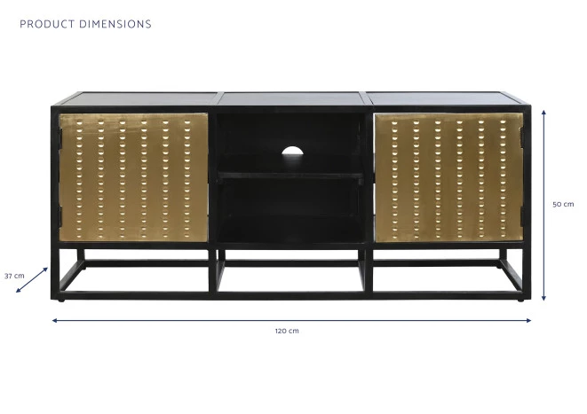 MEUBLE TV BOIS MÅTAL 120X37X50 NOIR