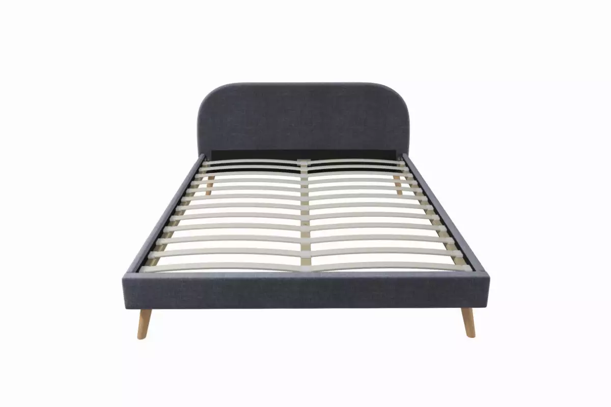Cadre de lit MOBY avec sommier à lattes en tissu - Gris foncé - 160 cm