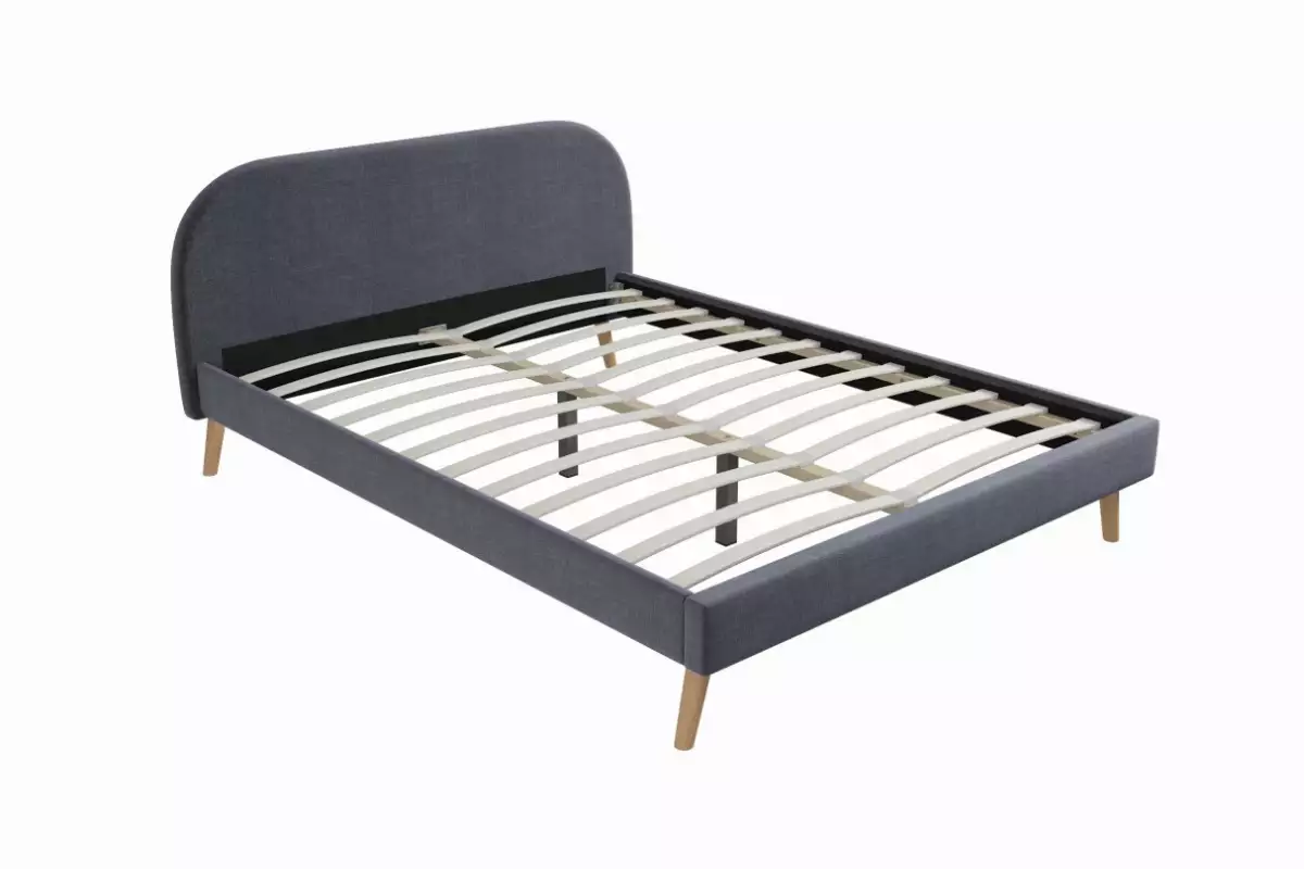 Cadre de lit MOBY avec sommier à lattes en tissu - Gris foncé - 160 cm