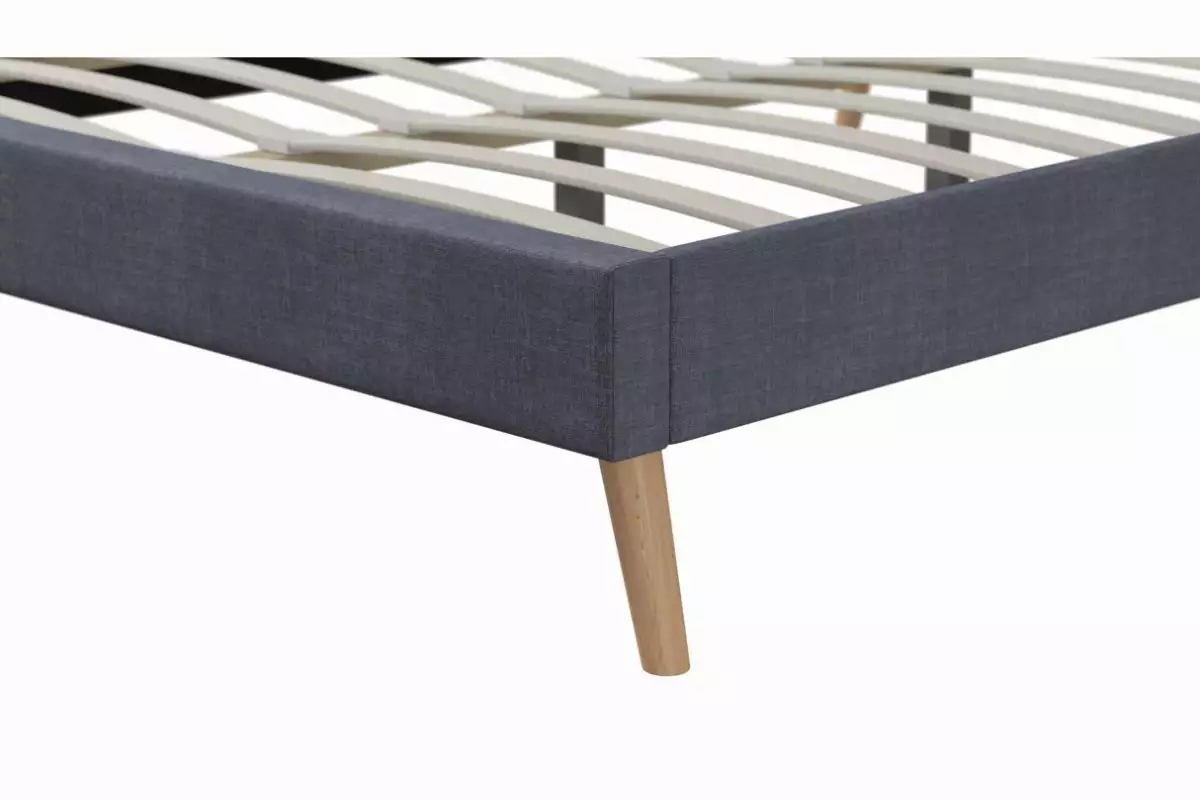 Cadre de lit MOBY avec sommier à lattes en tissu - Gris foncé - 160 cm
