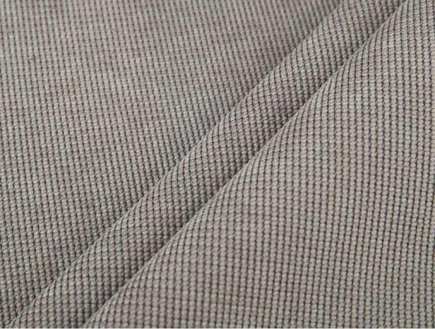 Canapé d'angle TAMIA convertible avec coffre et 2 poufs en tissu - Gris clair - Angle Droit